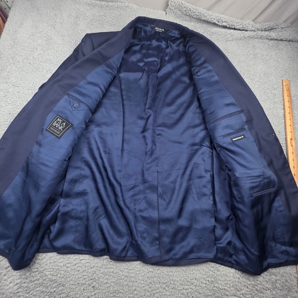 Jos. A. Bank Blazer Mens 46L Navy Blue Gatsby 100% Wool 2-Button Sport Coat - Picture 11 of 16